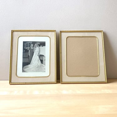 pair solid brass 10 x12 golden brass picture frames vintage wedding decor 