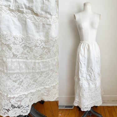 Edwardian Antique Cotton Slip Skirt / S-M 