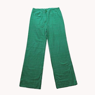 Marimekko 1973 Milliruutu Apple Green & White Check Print Pants Size S 