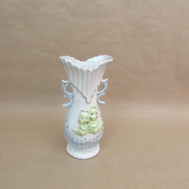Adorable Caterpillar Couple Ceramic Vintage Vase Total Kitsch Decor Pastels Gold Trim 