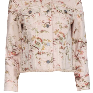 La Vie Rebecca Taylor - Cream Floral Print "Belle" Denim Jacket Sz XS