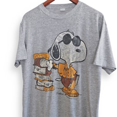 vintage Snoopy shirt / Joe Cool shirt / 1980s Artex Joe Cool Wyoming Cowboys Peanuts Charlie Brown t shirt XL 