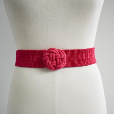 1980s Pink-Red Rosette Elastic Belt 