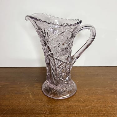 Antique Cambridge Glass No 2635 Fernland Snowflake Sun Purple Glass Pitcher 