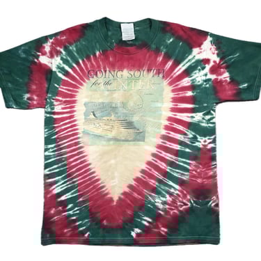 Vintage 90s Going South For The Winter South American Cruise Line Tye Dye Graphic T-Shirt Size Large 