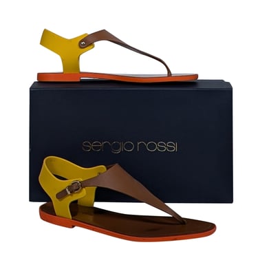 Sergio Rossi - Tan, Yellow, & Orange Strappy Sandals Sz 8