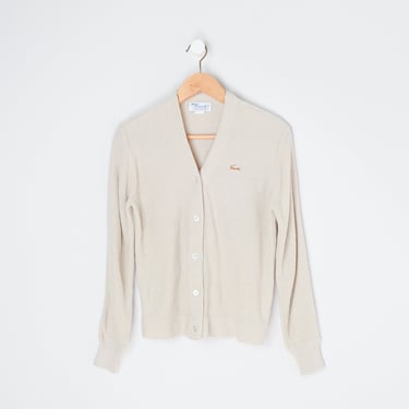 Vintage 1960s Lacoste Haymaker Light Beige Cardigan - sixties, preppy, tan sweater - Women's S/M 