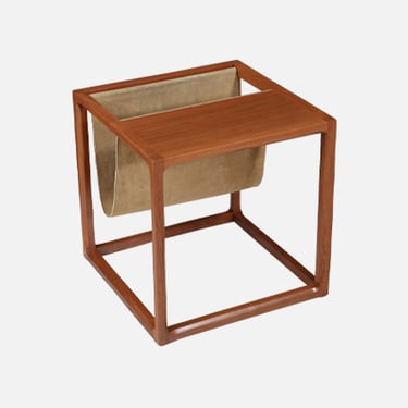 Aksel Kjersgaard Teak Side Table with Magazine Leather Pouch