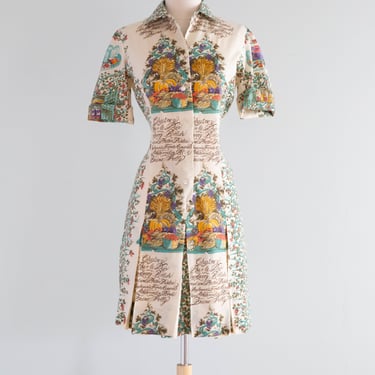 Wonderful 1960's Serbin "Show Me Your Pantry" Day Dress / M