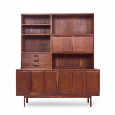 Jack Cartwright for Founders Mid Century Walnut Credenza and Hutch - mcm 