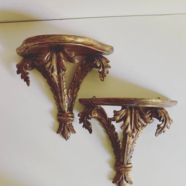 Vintage Goldleaf Wall Brackets Made in Italy 