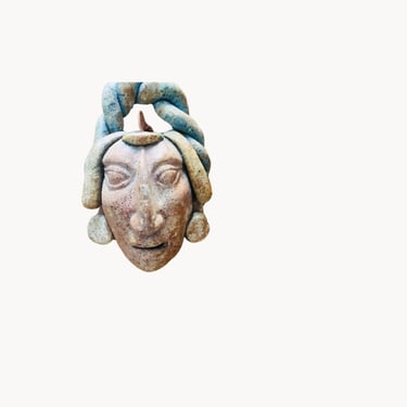 Mexican terrocatta statue clay god or goddess face mask 