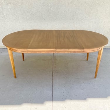 Mid Century Modern Dining Table Drexel Walnut &amp; Burlwood Extension Leaf x2 Oval