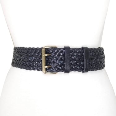 Vintage Ralph Lauren RLL Black Leathet Belt - Y2K - Braided Buckel - Size Large Ralph Lauren Braided Belt - Etsy main image 2