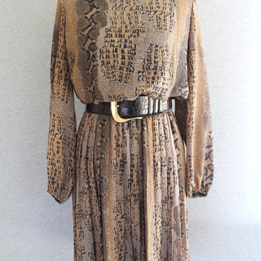 Python - 1980s - Pleated Skirt - Shirtwaist - by Rich Miss - Marked size 14 
