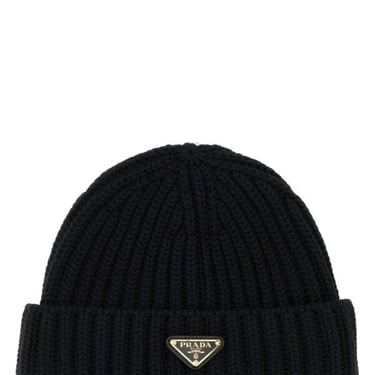 Prada Women Black Wool Beanie Hat