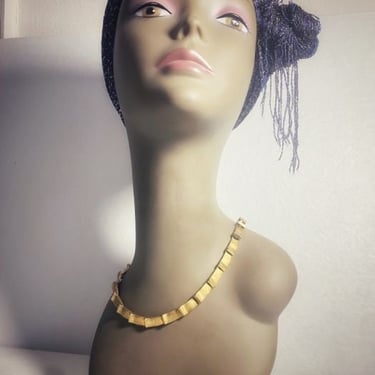 80s minimalist choker satin gold vintage sculptural jewelry gift for her 