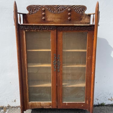 Antique Primitive Wood Cabinet Hutch Storage China Cabinet Display Case Rustic Furniture 1800's Victorian Era 