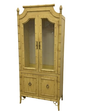 CUSTOMIZABLE: Thomasville Bamboo Glass Cabinet with Doors 