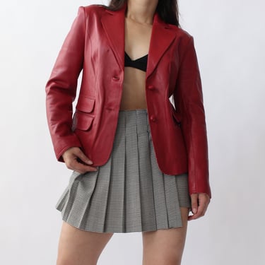 90s Soft Raspberry Leather Blazer