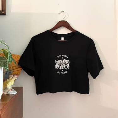 Lady Luck dice black cotton cropped tee 