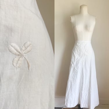Antique Edwardian 1900s White Embroidery Slip Skirt / M 