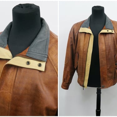 Vintage 90s Cropped Motorcycle Jacket/ Wilsons Leather Short