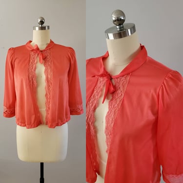 1970&#39;s Bed Jacket Hand Dyed 70&#39;s Lingerie 70s Loungewear Women&#39;s Vintage Size Small 