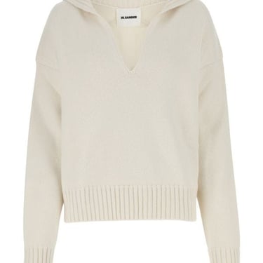 Jil Sander Woman Ivory Cashmere Blend Oversize Sweater