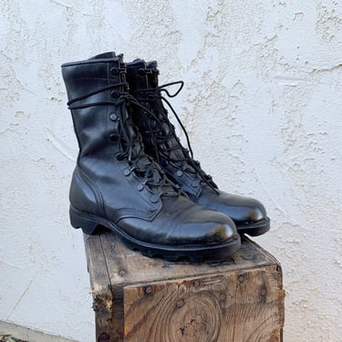 Vintage 60’s Vietnam Era Leather Black Combat Boots 