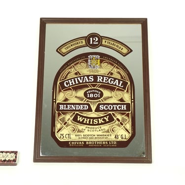 Advertisement on the mirror, Vintage Advertising  mirror Chivas Regal Whisky, Old 1970s Whisky Mirror, Bar Mirror, Pub Collectibles Piece 