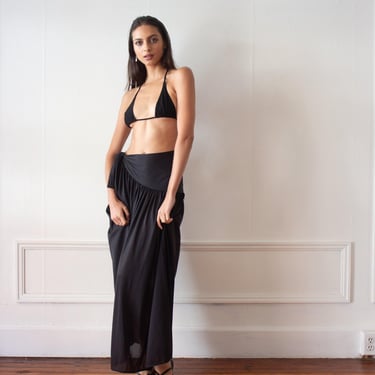 1970s Gottex Black Swimsuit Cover-Up Sarong 