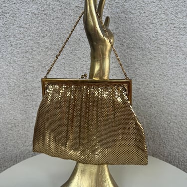 Vintage evening mesh gold bag purse Whiting & Davis 