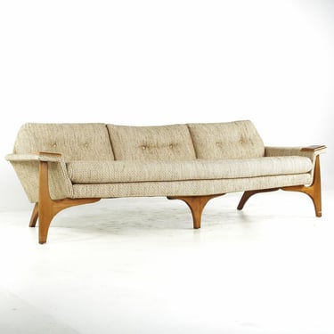 Adrian Pearsall Style Mid Century Walnut Gondola Sofa - mcm 