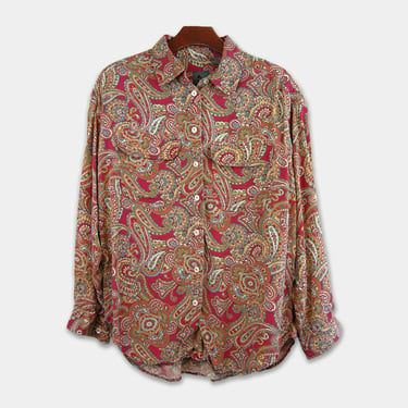 L/S Red Paisley Button Up