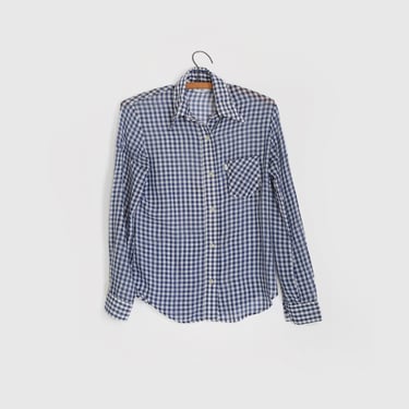 Levis Gingham shirt | Vintage 70s Levis blue + white Gingham button Shirt 