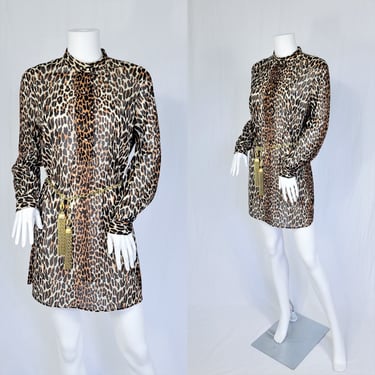 1960's Vanity Fair Leopard Print Nylon Tunic Dress Slip I Sz Lrg I Sz 40" 