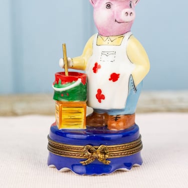 Vintage Limoges Painter Pig Trinket Box