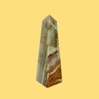 Vintage Onyx Obelisk Retro 1970s Contemporary + Stone + Statue + Paper Weight + Made in Pakistan + Modern Home Decor and Table Decoration 