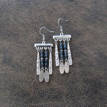 Gray frosted glass chandelier earrings 