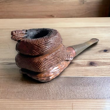 Vintage Marxman Pipe Hand Carved Snake Tobacco Pipe Made in USA 