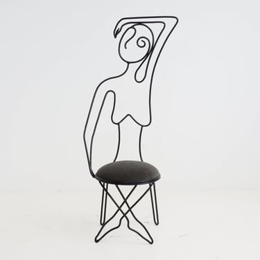 Figural Iron High Back Chair, 1980s 