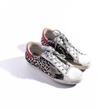 GOLDEN GOOSE White & Pink Leopard Superstar Sneakers (Sz. 38)