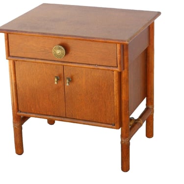 Authentic McGuire Floating Wood Frame Chest Nightstand End Table Brass Hardware 
