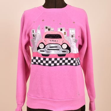 Pink 80s Taxi Appliqué Sweatshirt By Marsha, S