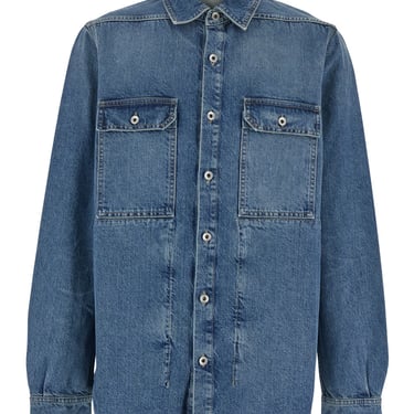 Drkshdw Blue Shirt With Classic Collar And Applied Chest Pockets In Denim Man