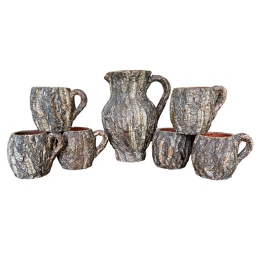 French Bark Pitcher and Cups