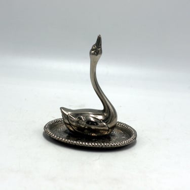 vintage Silver Plate Swan Ring Dish 