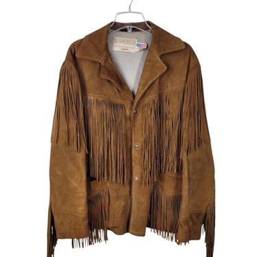 Vintage Schott Rancher Western Fringe Leather Suede Jacket Size 46 Made In USA 