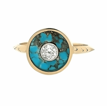 Pyrite &amp; Turquoise Cerclen Ring